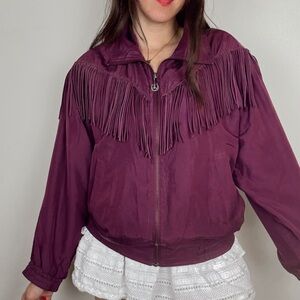 FUDA INTERNATIONAL vintage 100% silk fringe jacket